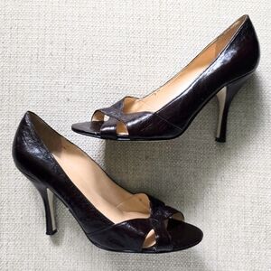 ENZO ANGIOLINI Magnify Leather Peep Toe Heels Pumps 8.5
